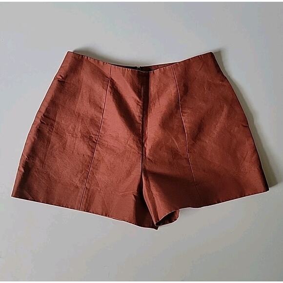 Kate Spade Saturday Lined Shorts Rust Cotton Linen High Rise Designer Preppy - Picture 1 of 12